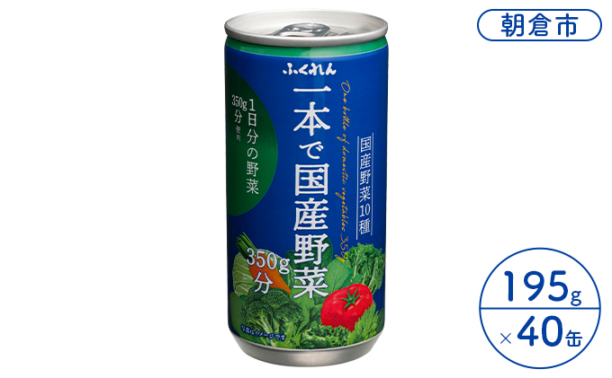 ジュース 野菜 一本で国産野菜350g分 195g×20缶入り 2ケース ふくれん※配送不可：北海道・沖縄・離島