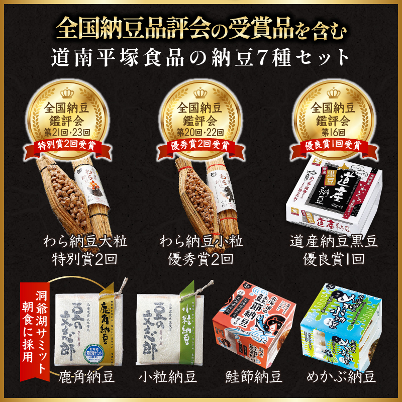 北海道登別市　セゾンのふるさと納税　道南平塚食品　納豆食べ比べ7種セット