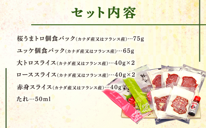 熊本県錦町のふるさと納税 馬刺し 熊本  赤身 ユッケ 霜降り 鮮馬刺し スライス 5種 バラエティーセット 食べ比べ 馬刺 馬肉 肉 お肉 冷凍