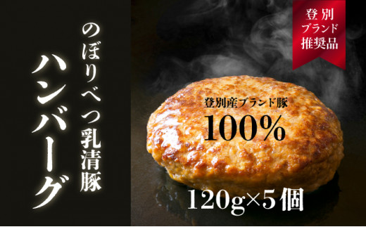 【北海道登別市】【のぼりべつ乳清豚(ホエー)】ハンバーグ120g×5個