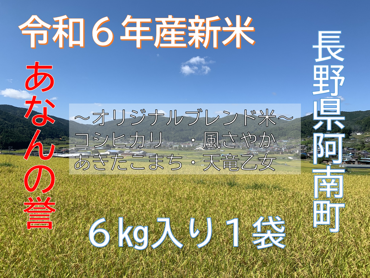 長野県阿南町のふるさと納税 令和5年産新米 あなんの誉(6kg×1袋）