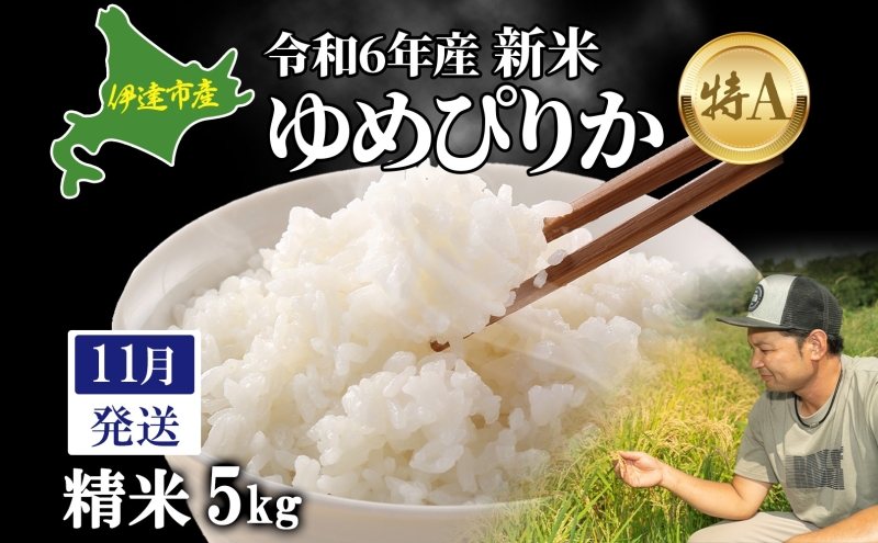  11月発送 令和6年産 新米 ゆめぴりか 5kg 精米 特A ブランド米 お米 うるち米 白 ごはん 炊き立て もちもち 備蓄 保存 ギフト 贈り物 人気 北海道産 お取り寄せ 農園 産地直送 takke farm 送料無料 北海道 