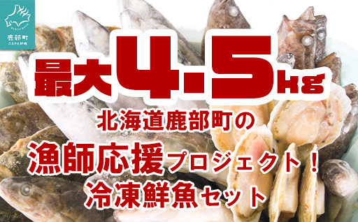 【2023年11月下旬発送】【緊急支援品】北海道 冷凍鮮魚セット 最大4.5kg 「漁師応援プロジェクト！」 下処理済み 4～5種 ホタテが必ず入る おまかせ セット 事業者支援 中国禁輸措置