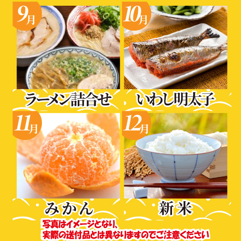 福岡県新宮町のふるさと納税 JB027.【人気】福岡・博多うまかもん旬定期便セット（毎月返礼品発送／１年間）