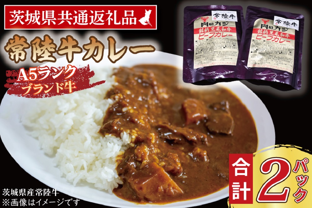 【茨城県大洗町】常陸牛カレー 200g×2パック ( 茨城県共通返礼品・茨城県産 ) ブランド牛 茨城 国産 常陸牛 黒毛和牛 霜降り 牛肉 カレー レトルト レトルトパウチ レトルトカレー