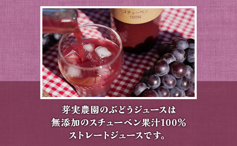 青森県鶴田町のふるさと納税 芽実農園のぶどうジュース（スチューベン100％）720ml×2本 青森県鶴田町産スチューベン使用