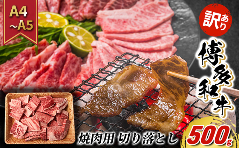 訳あり 牛肉 切り落とし A4～A5 焼肉 博多和牛 500g 訳アリ 配送不可：離島