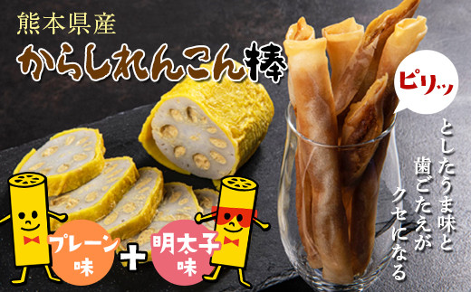 【熊本県嘉島町】FKK19-216_からしれんこん棒(プレーン&明太子味) 熊本県 嘉島町