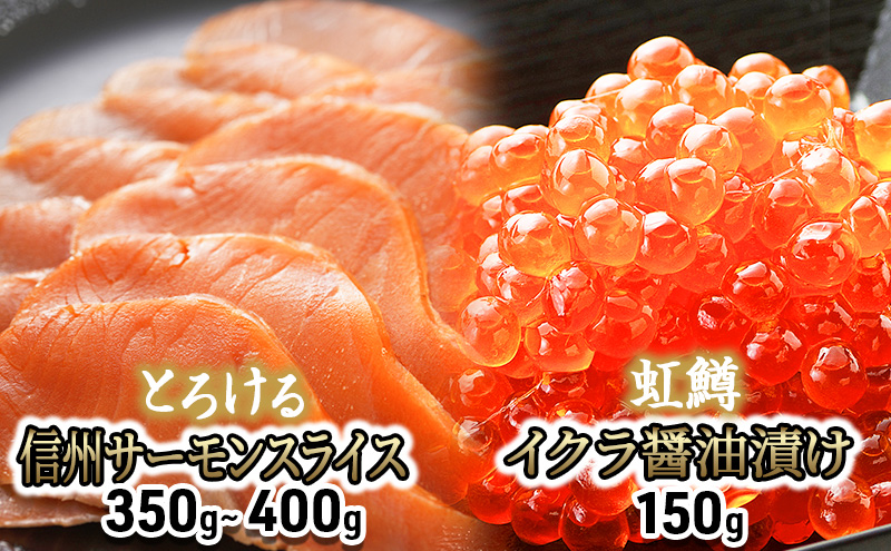 トロリとろける信州サーモン350g～400g（虹鱒×ブラウントラウト）と虹鱒イクラ醤油漬け150g