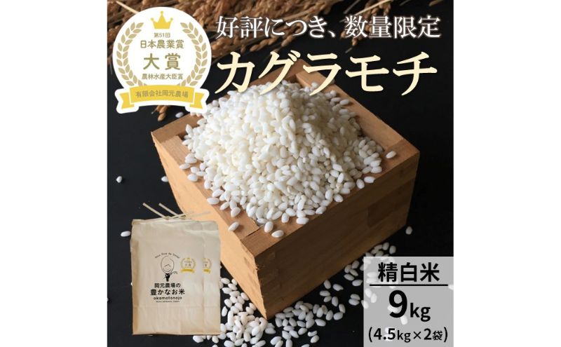 【日本農業賞大賞】もち米9kg（4.5kg×2袋）精白米(カグラモチ)