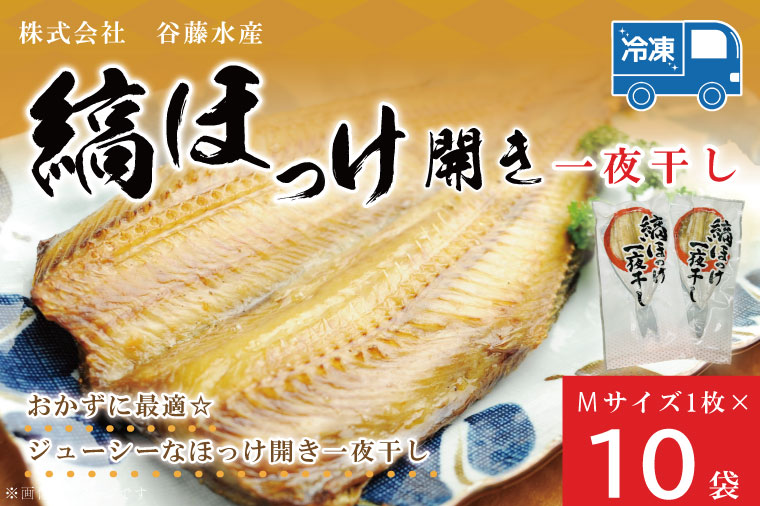 【茨城県大洗町】縞ほっけ 開き 一夜干し 真空パック Mサイズ 1枚 × 10袋 縞 ほっけ ホッケ 法華 開き 干物 加熱用 おかず 大洗 魚 魚介
