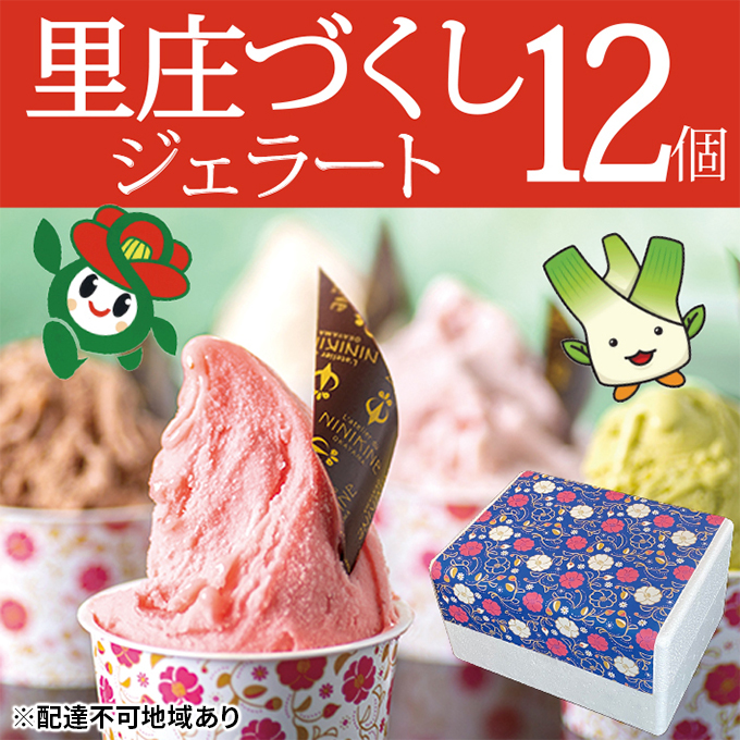 ジェラート 詰め合わせ 里庄づくし 2種類12個入り (まこもだけ 6個/ 椿 と あまおう 苺 6個）