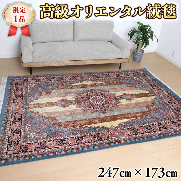 [限定1品] ペルシャ絨毯 ウール シルク 手織り ラグマット カーペット/ 高級 リビングサイズ 247×173cm 高品質 じゅうたん ラグ (FL-22001) 繊細 メダリオン 花柄 ダイニング 寝室 書斎 和室 じゅうたん ラグ ハンドメイド [BP153-NT]