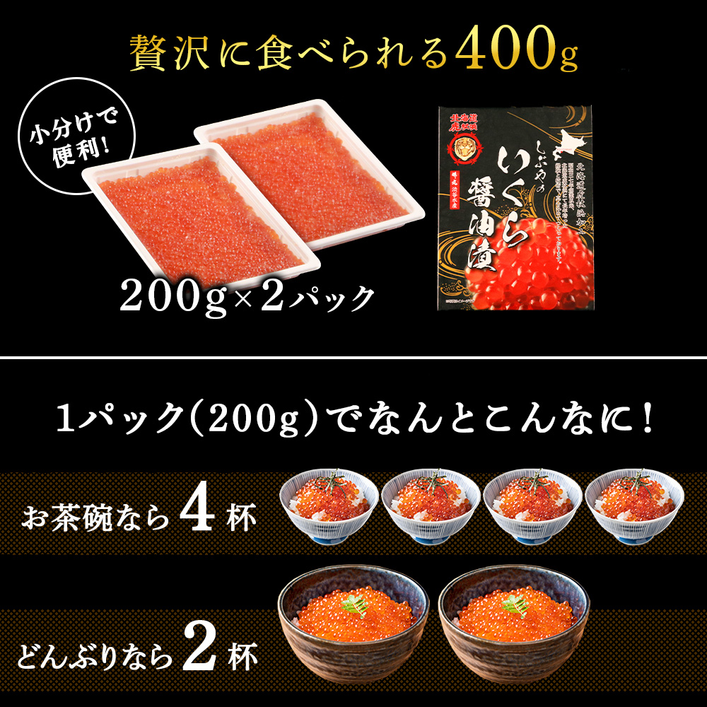 北海道白老町のふるさと納税 しぶやのいくら醤油漬（ますいくら）400g（200g×2）