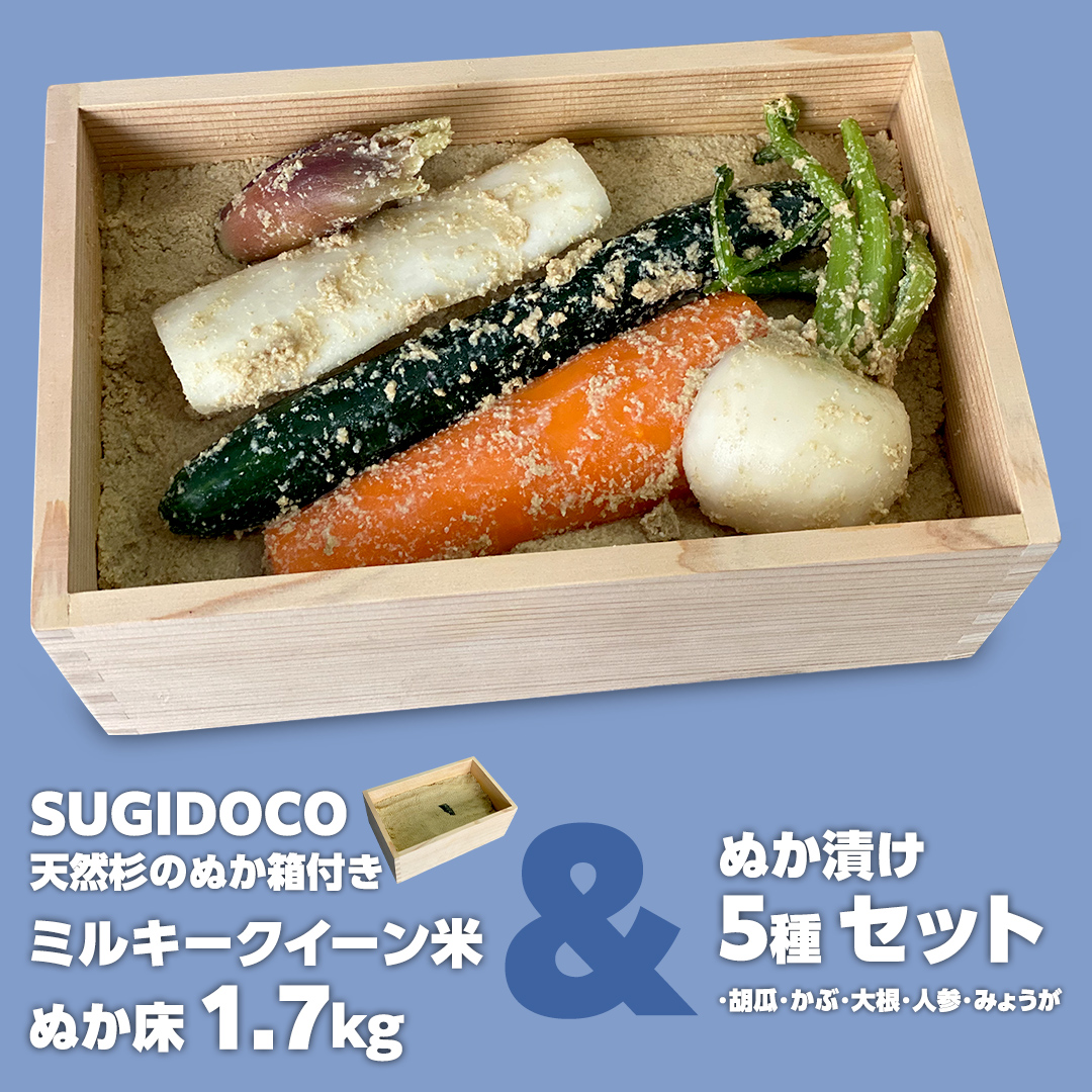 ミルキークィーン米 ぬか床 1.7kg ＆ ぬか漬け5種 セット ( SUGIDOCO