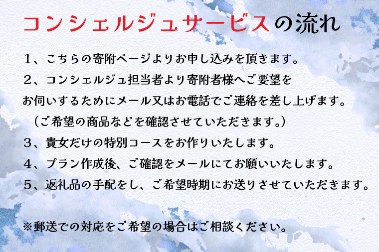 茨城県行方市のふるさと納税 CU-103　【提案型】コンシェルジュコース（30万円）