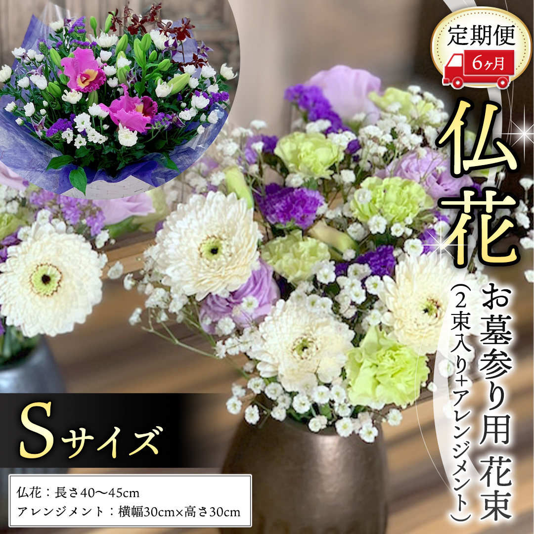 定期便 6か月 ＊ 仏花 セット S （ 束 ×2 ・ アレンジメント ） 定期 花 フラワー 生花 月命日 命日 墓前 お墓参り 供花 お悔やみ  お供え [CT105ci] 茨城県筑西市 セゾンのふるさと納税