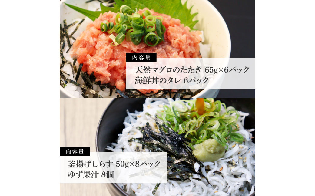 高知県産釜揚げしらす（8P）と天然マグロのタタキ丼（6P）セット