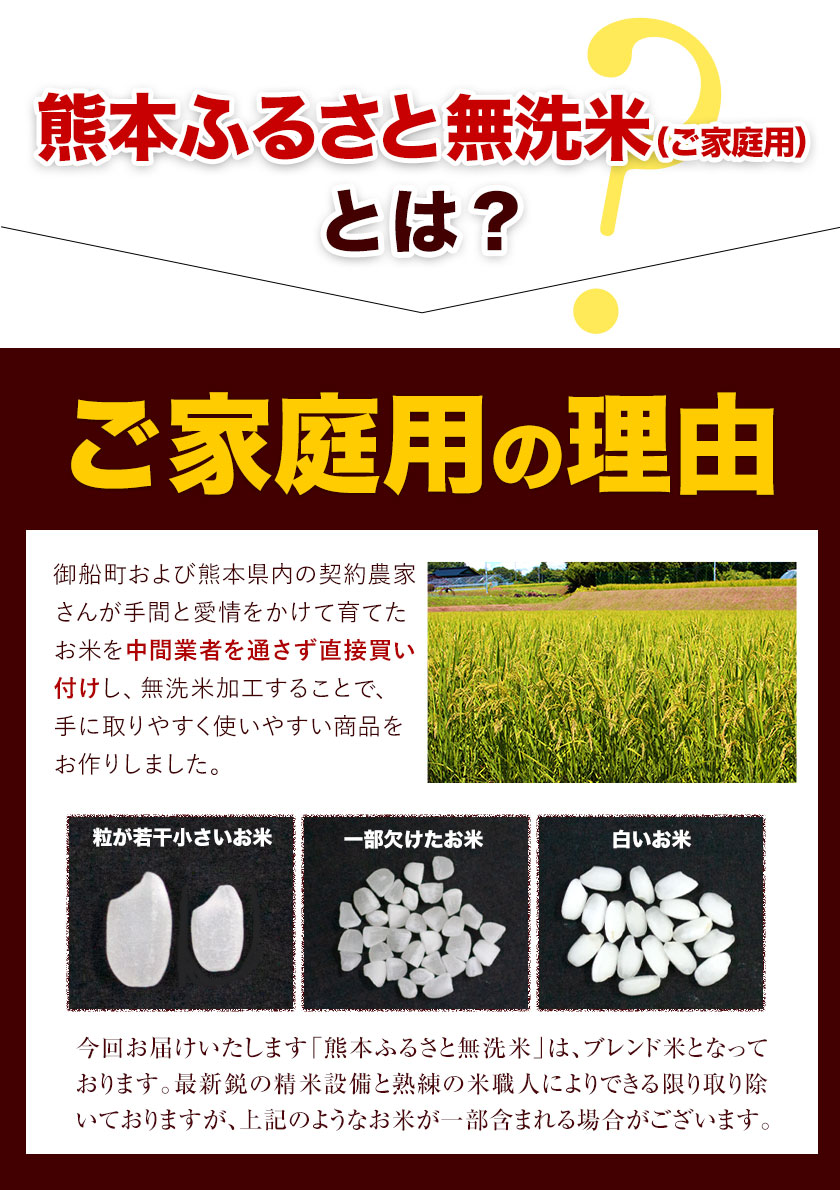 熊本県御船町のふるさと納税 無洗米 早期先行予約受付中 訳あり 家庭用 熊本ふるさと 無洗 米 選べる内容量 5kg 10kg 12kg 15kg 18kg 20kg 無洗米 米 コメ 熊本県産《10月-11月より出荷予定》 洗わず コロナ おうちご飯 お米 おこめ 送料無料 熊本 御船 ライス SDGs ふるさと無洗米