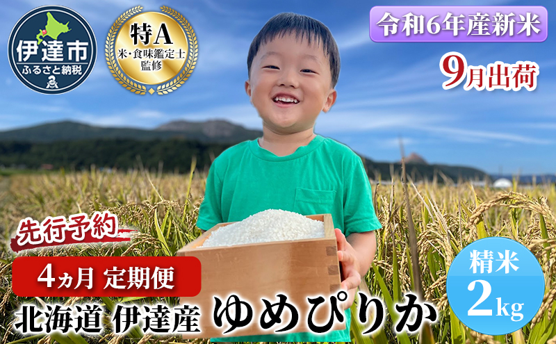 生産者 直送  4ヵ月 定期便【令和6年度】 北海道 伊達産 ゆめぴりか 2kg 精米