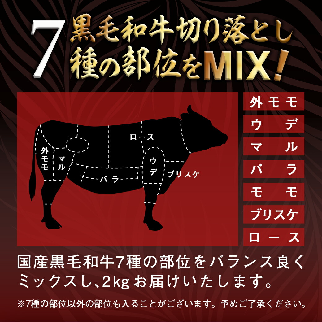 宮崎県都城市のふるさと納税 【黒毛和牛】切り落とし2kg(250g×8パック)_AC-I903