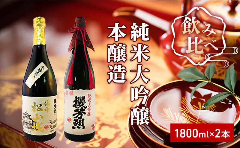 純米大吟醸「櫻芳烈」と本醸造「備中松山城」（1，800ml×2本）