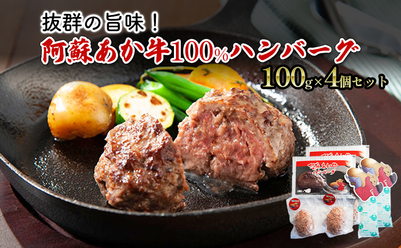 【熊本県錦町】ハンバーグ セット 4個 阿蘇 あか牛 牛肉 100% 2p×2個 肉 お肉 にく 赤牛 配送不可:離島