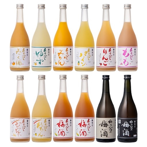 あらごしシリーズ と 梅酒 720ｍL 12本 セット ／ 梅乃宿酒造 リキュール みっく酒 ゆず みかん パイン れもん もも りんご ジンジャー  奈良県 葛城市|梅乃宿酒造株式会社