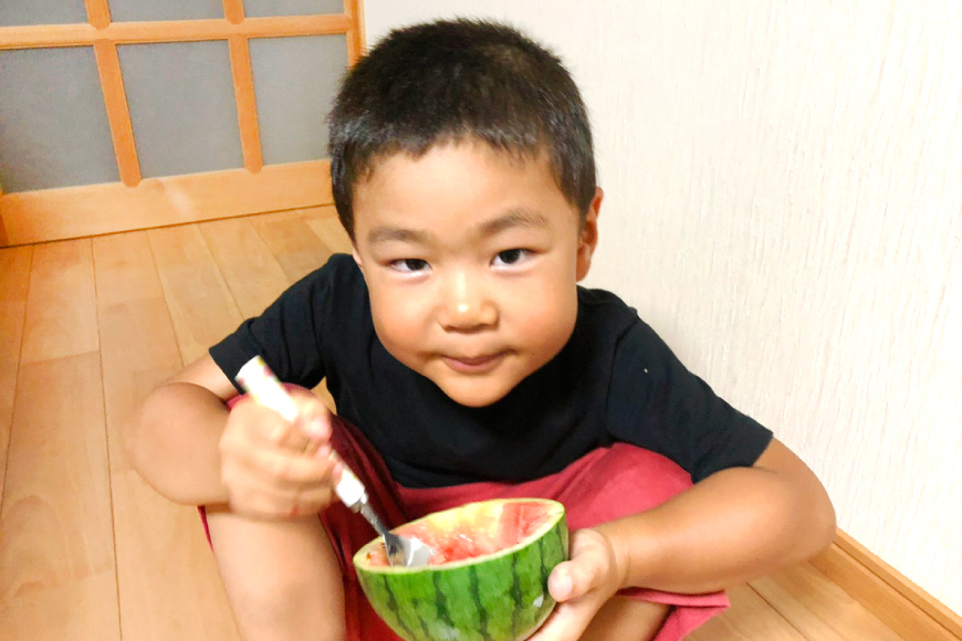 長崎県島原市のふるさと納税 BE276 小玉スイカ「うり坊」5kg（1.7kg以上×2～3玉） ～名水百選の里 島原産～