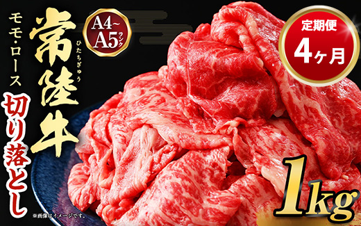 【茨城県守谷市】【定期便 4ヶ月】【常陸牛】切り落とし1kg(茨城県共通返礼品 茨城県産)
