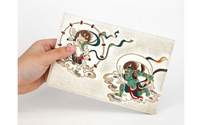 文庫屋大関】パーソナルホルダー 風神雷神【皮革工芸品】 雑貨 日用品