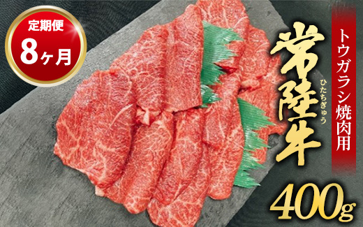 【茨城県守谷市】【定期便 8ヶ月】【希少部位】常陸牛トウガラシ焼肉用400g(茨城県共通返礼品 茨城県産)