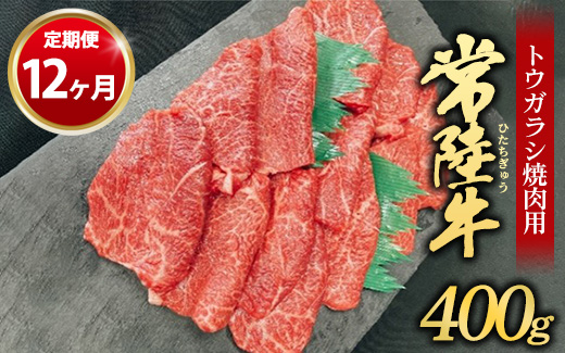 【茨城県守谷市】【定期便 12ヶ月】【希少部位】常陸牛トウガラシ焼肉用400g(茨城県共通返礼品 茨城県産)