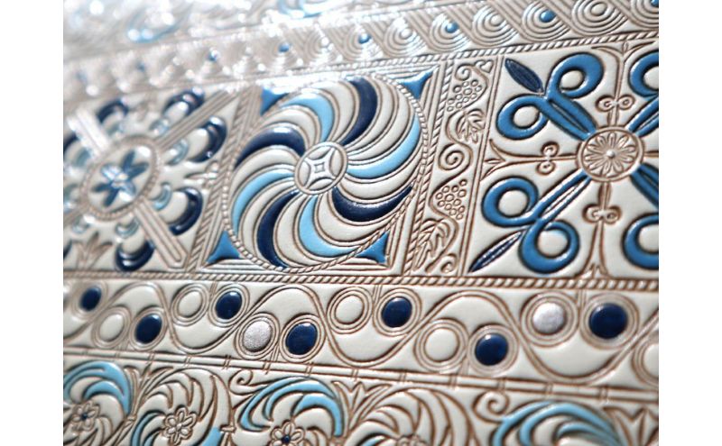 文庫屋大関】パーソナルホルダー 錦紗＜青＞【皮革工芸品】 民芸品