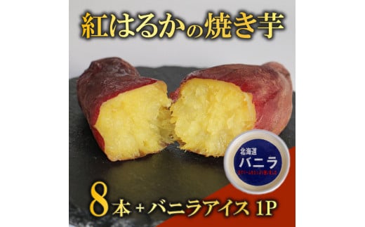 【愛媛県愛南町】紅はるか 冷やし 焼き芋 8本 バニラアイス セット さつまいも 冷凍 解凍 小分け 個包装 ねっとり しっとり 人気 スイーツ デザート 国産 愛媛県 愛南町