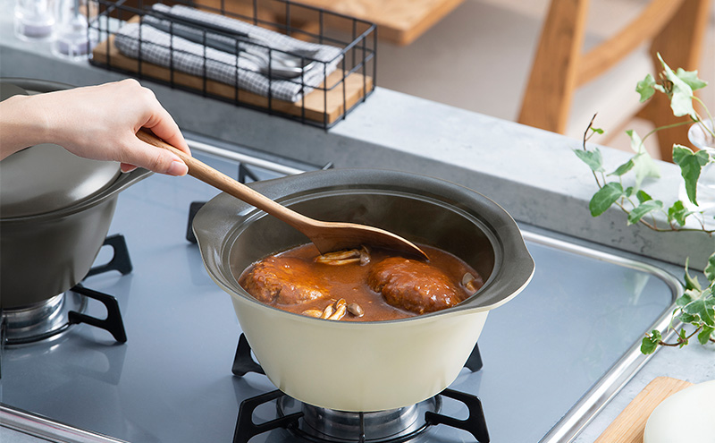 鍋 20cm 無加水鍋 MKS-20 ディープアイボリー 両手鍋 ih 無水 無水調理