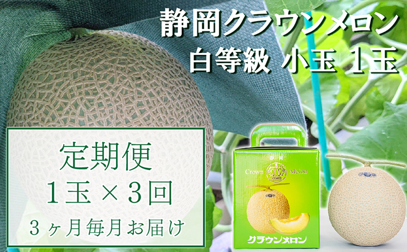 【静岡県袋井市】【3か月定期便】クラウンメロン【並(白等級)】小玉(1.1kg前後)1玉入り 果物 メロン青肉 フルーツ デザート 高級メロンブランド 高級メロン ブランドメロン