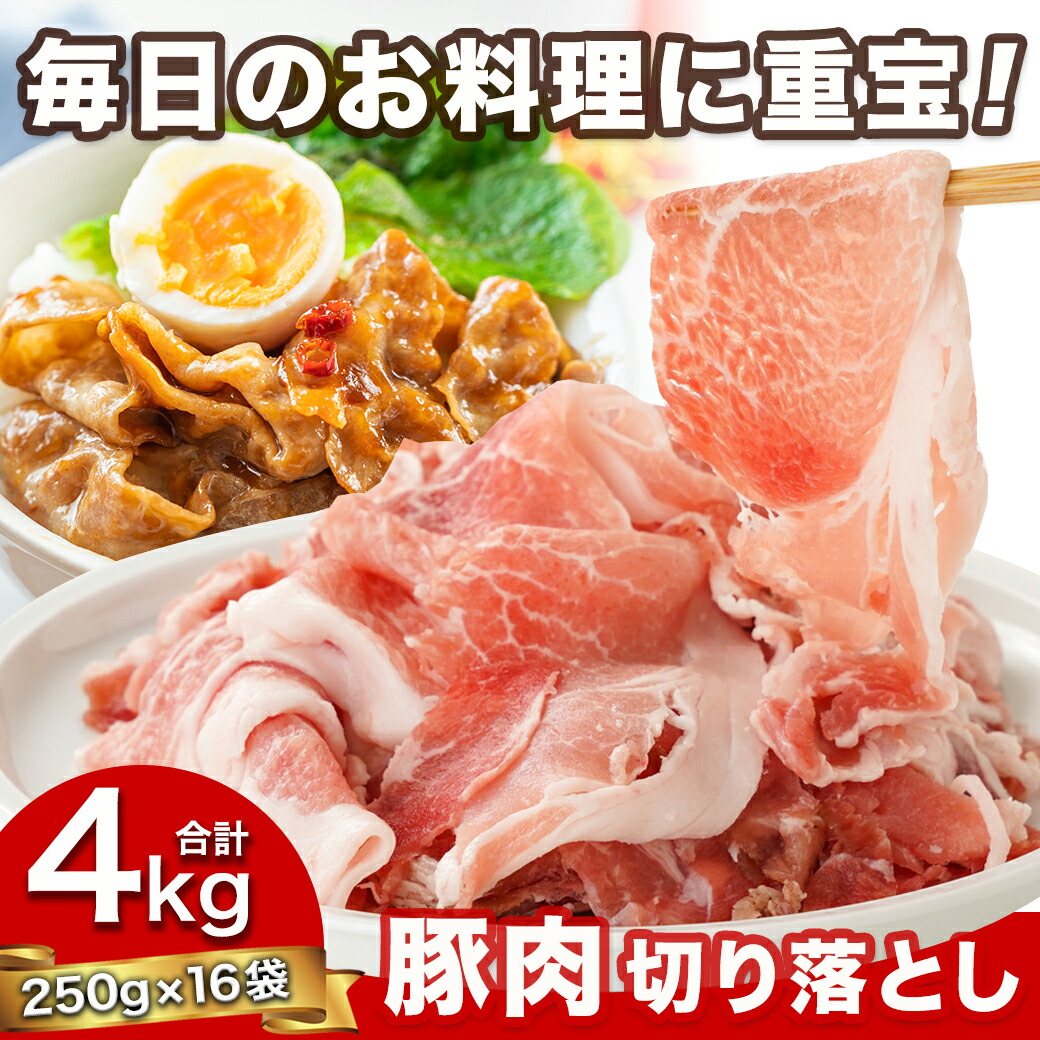 宮崎県都城市のふるさと納税 国産豚肉切り落とし4kgセット_12-3604