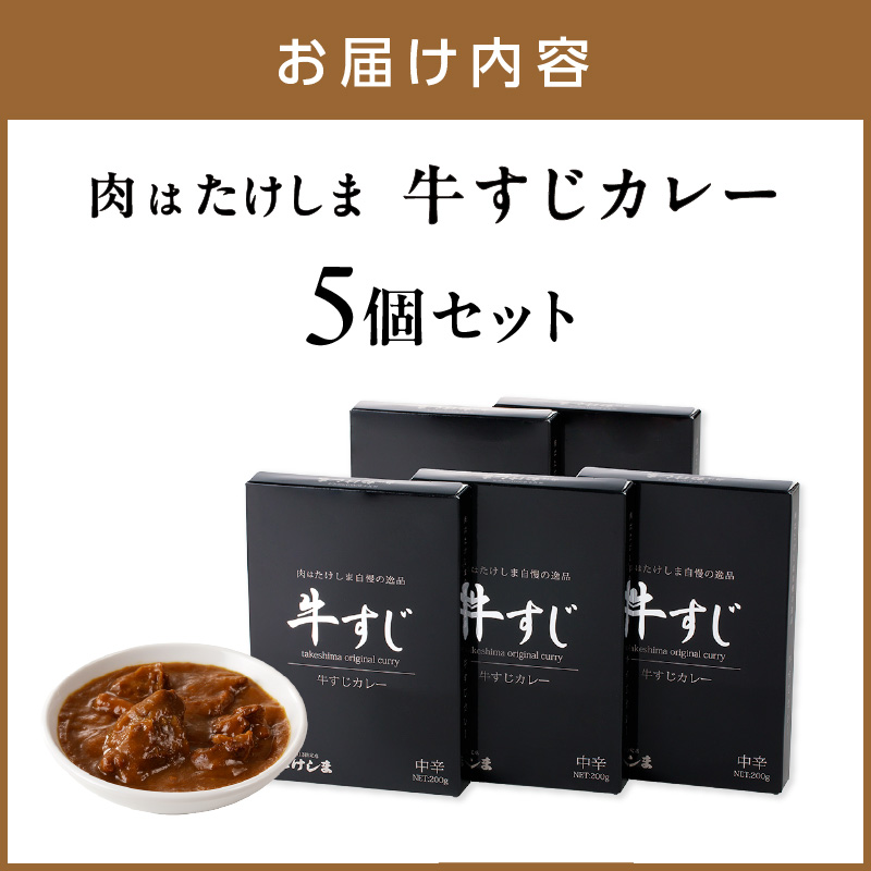 肉はたけしま 牛すじカレー 5個セット カレー レトルトカレー