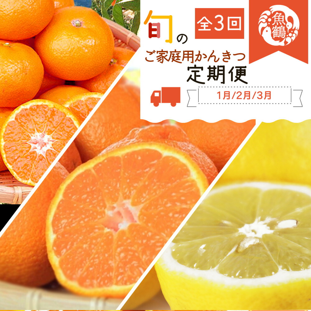 【和歌山県有田郡湯浅町】G60-T81_【定期便 全3回】紀州和歌山産 旬のご家庭用 柑橘セット(みかん・不知火・レモン)