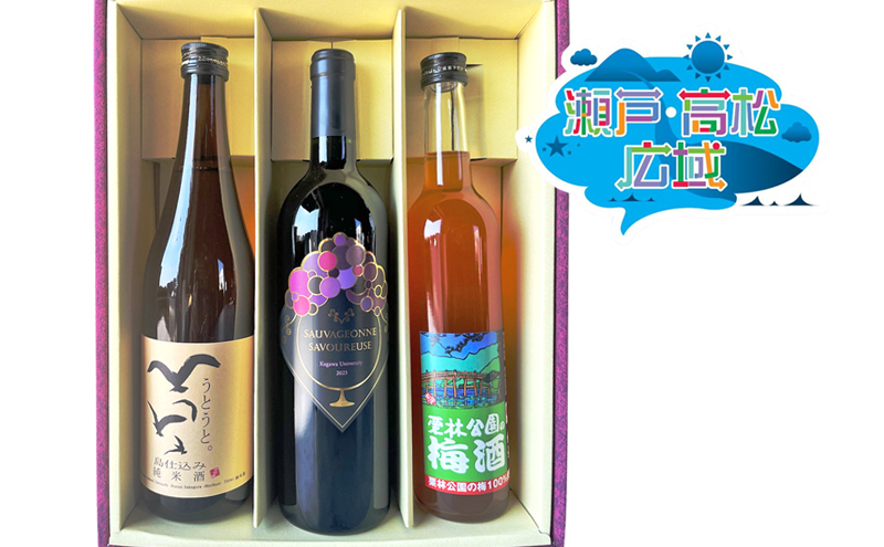 【香川県東かがわ市】蔵元のこだわり 讃岐の地酒セットA(さぬきワイン・小豆島酒造・綾菊酒造) お酒 日本酒 純米酒 赤ワイン