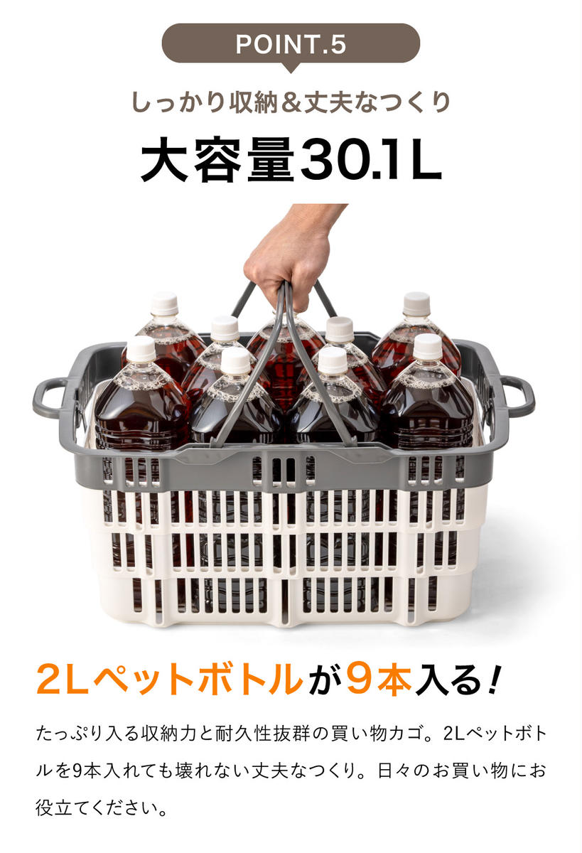 兵庫県市川町のふるさと納税 ★SNSで話題★【折りたためる】ニューバスケット（グレー×ホワイト）014SK03N.／折りたたみ バスケット ハンドル付き かご 収納 おしゃれ プラスチック 持ち手 アウトドア 小物収納 洗える 折りたためる 買い物カゴ コンテナ ボックス コンパクト 積み重ね 整理 スタッキング アウトドア DIY 工具 サンコー