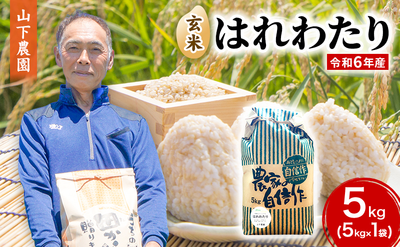 米 令和6年産 はれわたり 玄米 5kg 1袋 こめ お米 おこめ コメ ご飯 ごはん 令和6年 山下農園 青森 青森県