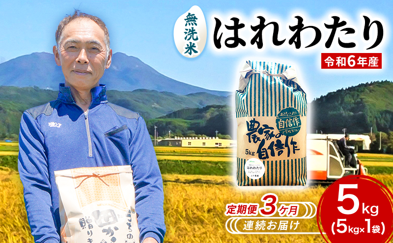 新米 定期便 3ヶ月 令和6年産 無洗米 はれわたり 5kg 1袋 米 白米 こめ お米 おこめ コメ ご飯 ごはん 令和6年 山下農園 3回 お楽しみ 青森 青森県