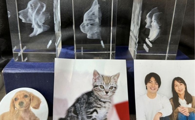 東京都豊島区のふるさと納税 1枚写真で3Dクリスタル（犬・猫・人物の正面写真）