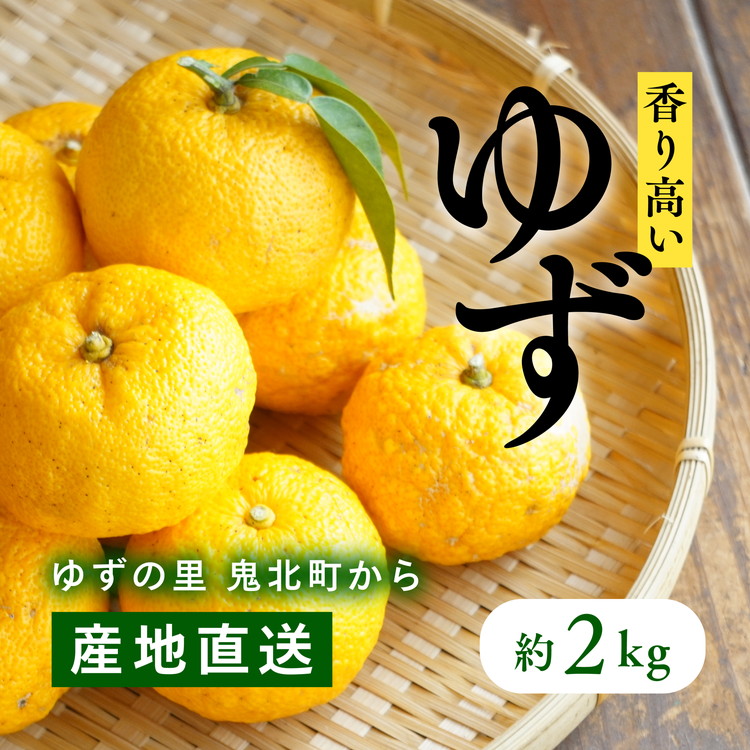 愛媛県鬼北町産ゆず 約2kg【 果物 柑橘 国産 日本産 香りが強い 良質な