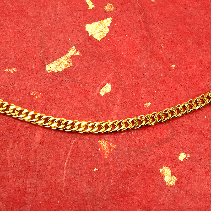 【ラスト1点】　22kフローラル　喜平チェーンブレスレット　18cm 幅22mm ステンレス 喜平チェーンブレスレット 18KGP ゴールド