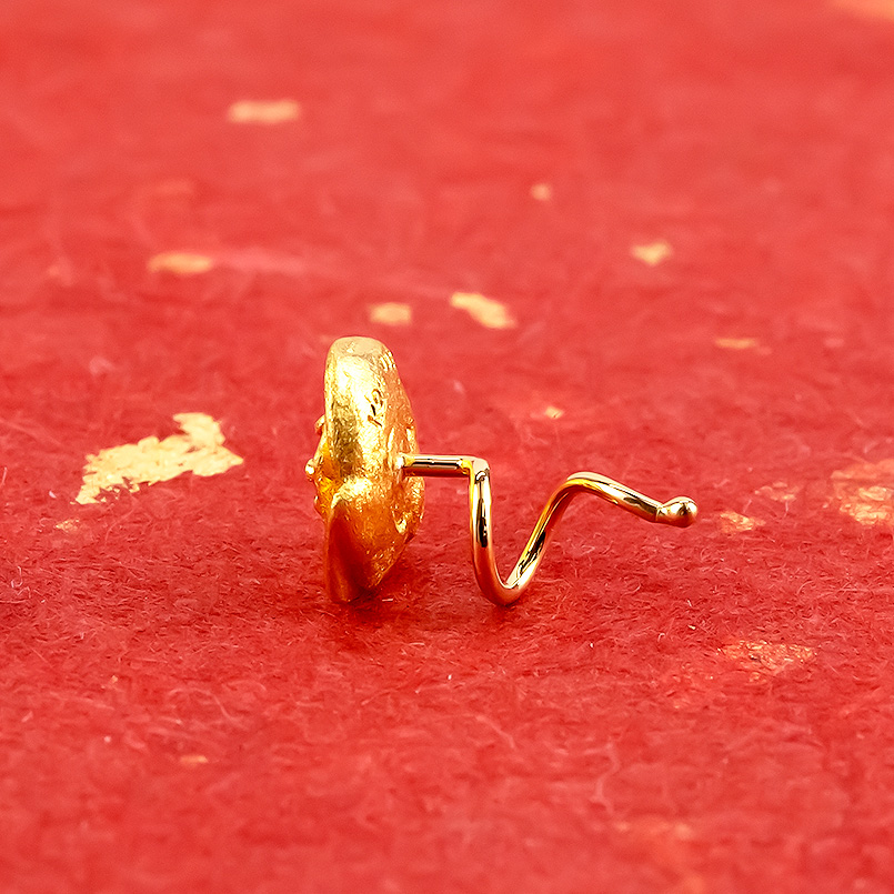 純金 ピアス ダイヤモンド バラ 24金 片耳用 K18 キャッチナッ