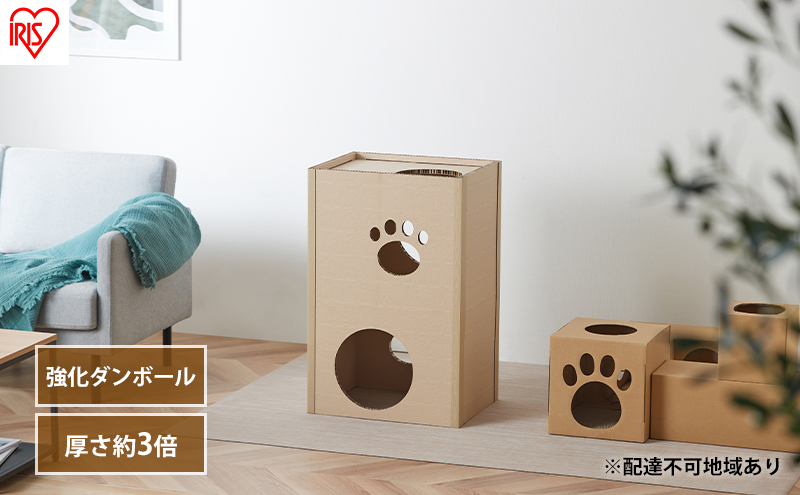 キャットタワー 低め 段ボール ねこねこタワー アイリスオーヤマ 2段 P-NT2 おしゃれ 段ボールハウス キャットハウス かわいい 猫 ネコ cat キャット キャットツリー ボックス ハニカム構造