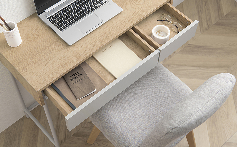 デスク 机 リビング リビングデスク LLVD-795 ナチュラル/グレー